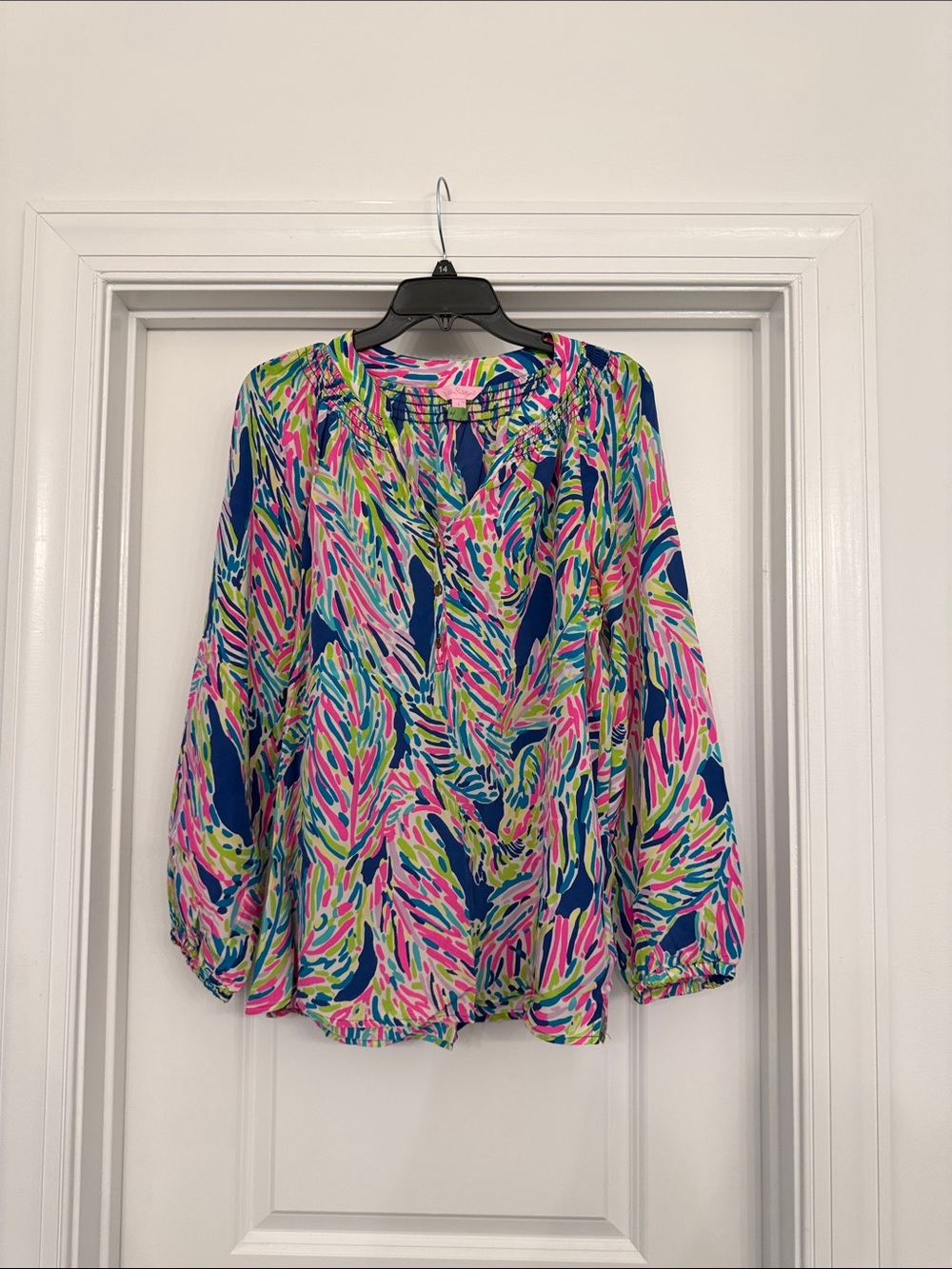 Lilly Pulitzer Elsa Palm Reader Women's Vibrant Floral-Print Blouse